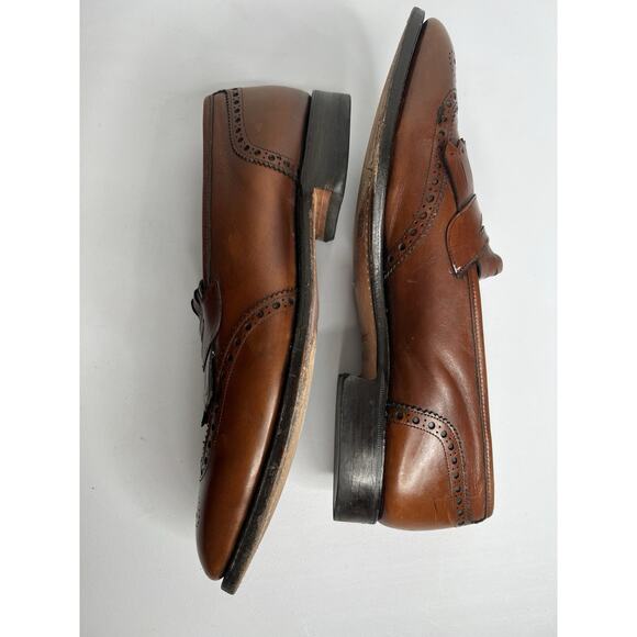 Vtg Johnston Murphy Aristocraft Leather Shoes Loafers Wingtip Brown Men’s Sz 11B - Picture 6 of 11